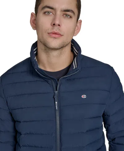 Champion Men's Quilted Long-sleeve Jacket In Blue