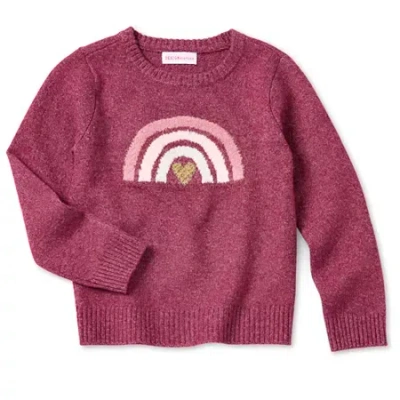 Okie Dokie Toddler & Little Girls Crew Neck Long Sleeve Pullover Sweater In Pink