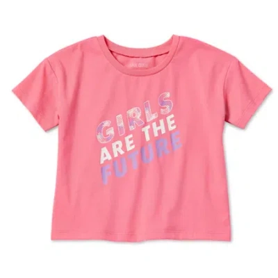 Okie Dokie Active Toddler & Little Girls Round Neck Short Sleeve Regular Fit Graphic T-shirt In Pink