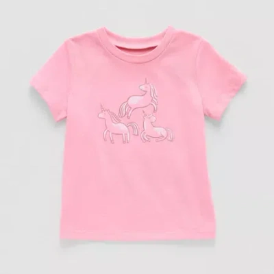 Okie Dokie Toddler & Little Girls Round Neck Short Sleeve Graphic T-shirt In Pink
