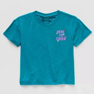 Okie Dokie Active Toddler & Little Girls Round Neck Short Sleeve Relaxed Fit Graphic T-shirt In Blue