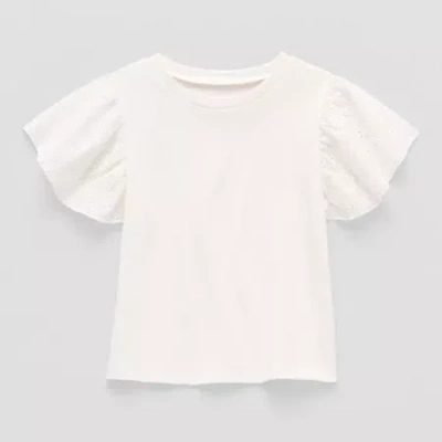 Okie Dokie Toddler & Little Girls Round Neck Short Sleeve T-shirt In White