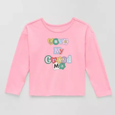 Okie Dokie Toddler & Little Girls Round Neck Long Sleeve Graphic T-shirt In Pink