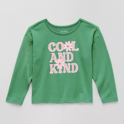 Okie Dokie Toddler & Little Girls Round Neck Long Sleeve Graphic T-shirt In Green