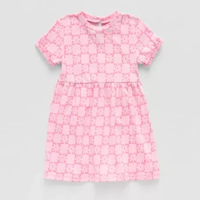Okie Dokie Toddler & Little Girls Short Sleeve A-line Dress In Pink