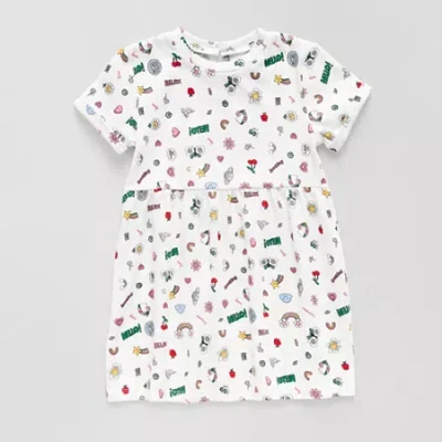 Okie Dokie Toddler & Little Girls Short Sleeve A-line Dress In White