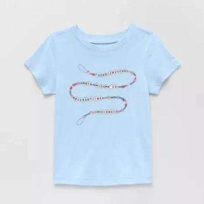 Okie Dokie Toddler Girls Sensory Friendly Round Neck Short Sleeve Adaptive Regular Fit Graphic T-shirt In Blue