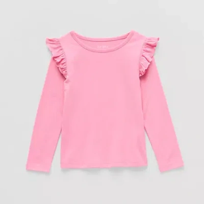 Okie Dokie Toddler & Little Girls Round Neck Long Sleeve T-shirt In Pink