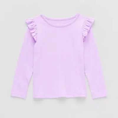 Okie Dokie Toddler & Little Girls Round Neck Long Sleeve T-shirt In Purple