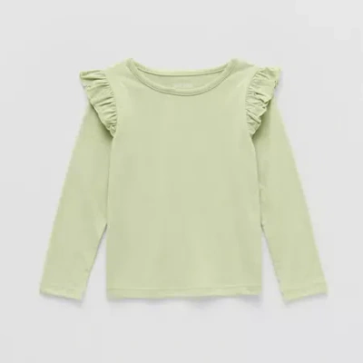 Okie Dokie Toddler & Little Girls Round Neck Long Sleeve T-shirt In Green