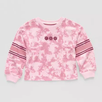 Okie Dokie Active Toddler & Little Girls Round Neck Long Sleeve Graphic T-shirt In Pink