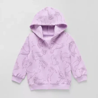 Okie Dokie Toddler & Little Girls Fleece Hooded Lightweight Jacket In Purple