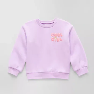 Okie Dokie Toddler & Little Girls Crew Neck Fleece Long Sleeve Sweatshirt In Purple