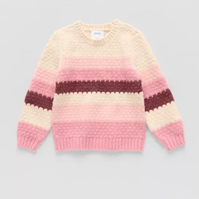 Okie Dokie Toddler & Little Girls Crew Neck Long Sleeve Pullover Sweater In Pink