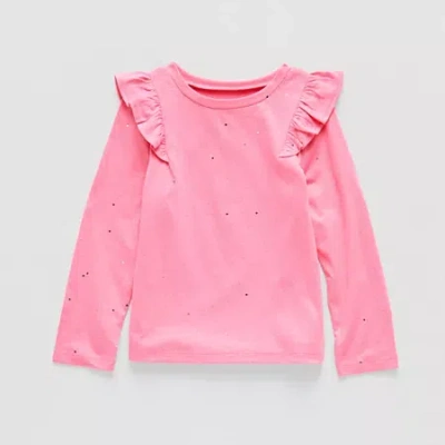 Okie Dokie Toddler & Little Girls Round Neck Long Sleeve T-shirt In Pink