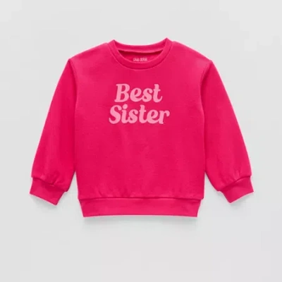 Okie Dokie Toddler & Little Girls Crew Neck Fleece Long Sleeve Sweatshirt In Pink