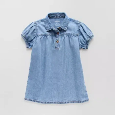 Okie Dokie Toddler & Little Girls Short Sleeve Balloon A-line Dress In Blue