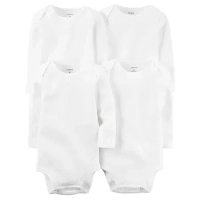 Carter's Baby Unisex Crew Neck Long Sleeve 4-pc. Bodysuit In White