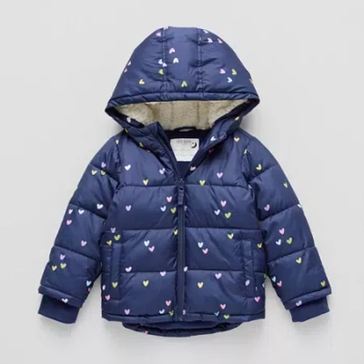 Okie Dokie Girls Water Resistant Heavyweight Puffer Jacket In Blue