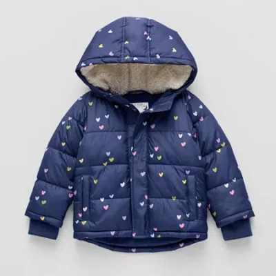Okie Dokie Toddler Girls Adaptive Water Resistant Easy-on + Easy-off Heavyweight Puffer Jacket In Blue