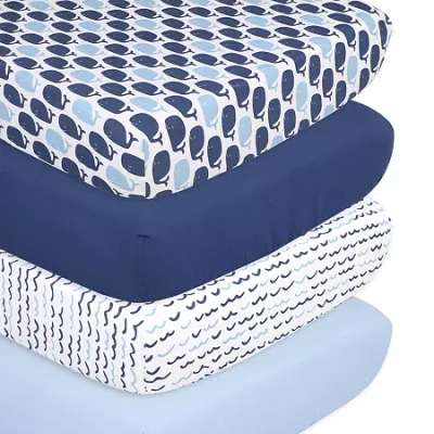 The Peanutshell Nautical 4-pc. Crib Sheet In Blue