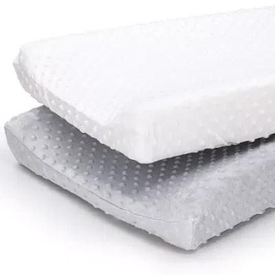 The Peanutshell Grey/white Minky Dot 2-pc. Changing Pad Cover In White