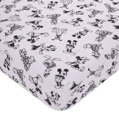 Disney Collection Mickey Mouse Crib Sheet In Gray