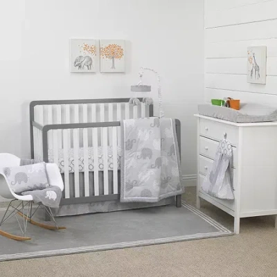 Nojo Gray Elephant 8-pc. Crib Bedding Set In Gray