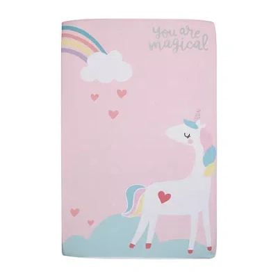 Nojo Unicorn And Rainbow Mini Crib Sheet In Pink