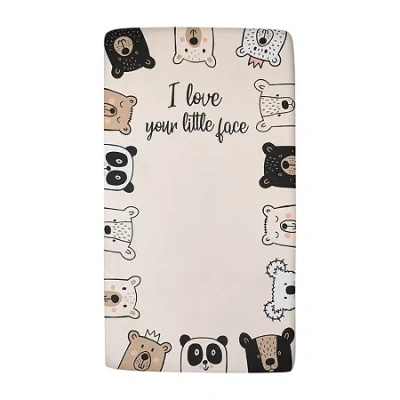 Nojo I Love Your Little Face Bear Crib Sheet In White