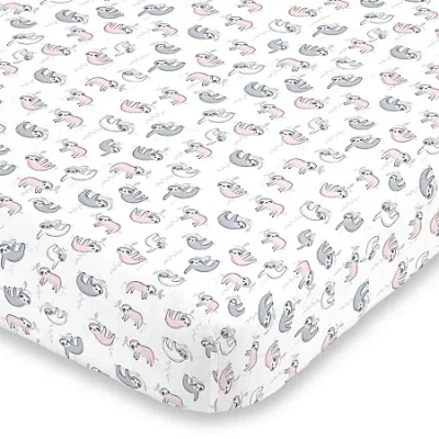 Nojo Super Soft Sloth Crib Sheet In Pink