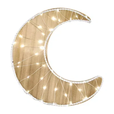Nojo Light Up Moon Wood Wall Art In White