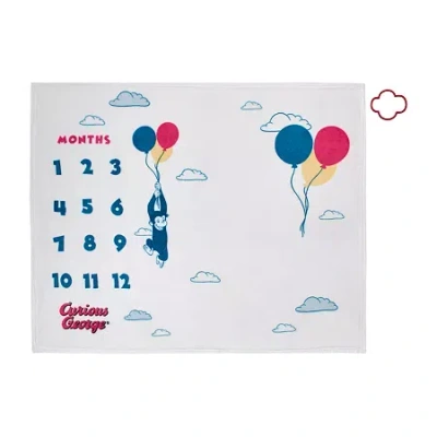 Universal Curious George Baby Milestone Blanket In White