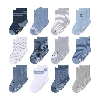 The Peanutshell Baby Boys 12 Pair Crew Socks In Blue