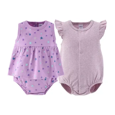 The Peanutshell Baby Girls Sleeveless Star 2-pc. Romper In Purple