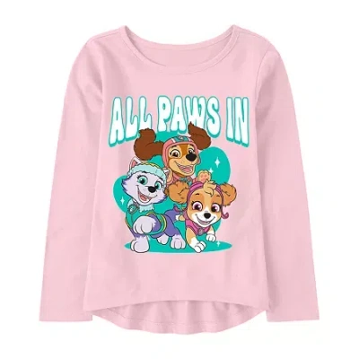 Nickelodeon Toddler Girls Crew Neck Long Sleeve Regular Fit Paw Patrol Graphic T-shirt In Pink