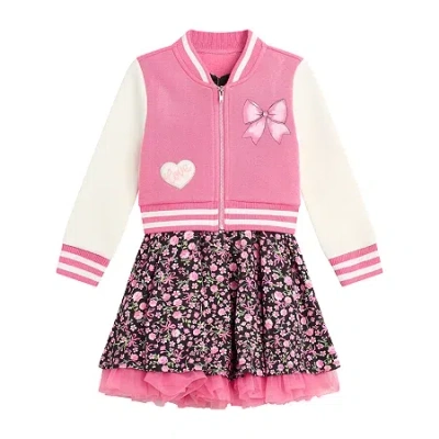 Knit Works Toddler Girls Floral 2-pc. Dress Set In Pink