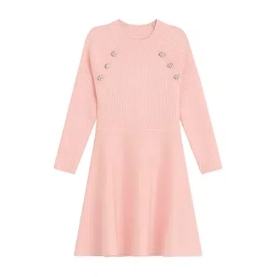 Knit Works Toddler Girls Long Sleeve Drop Shoulder Sweater Dress In Pink