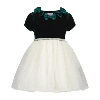 Blueberi Boulevard Baby Girls Short Sleeve A-line Dress In Green