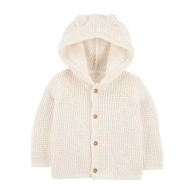 Carter's Baby Unisex Hooded Long Sleeve Button Cardigan In Neutral