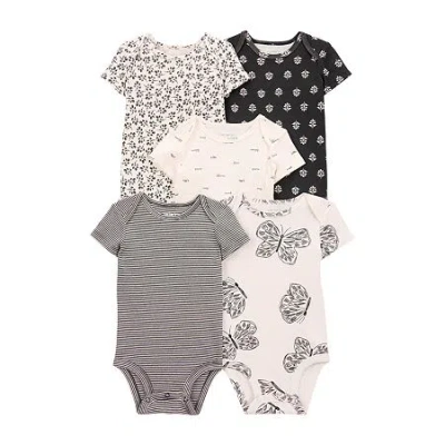 Carter's Baby Girls Round Neck Short Sleeve Rib 5-pc. Bodysuit In Animal Print