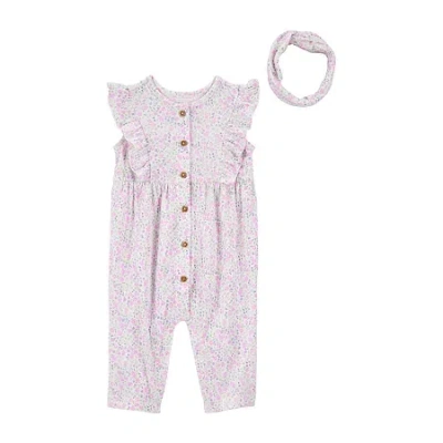 Carter's Baby Girls Round Neck Sleeveless 2-pc. Jumpsuit In Pink