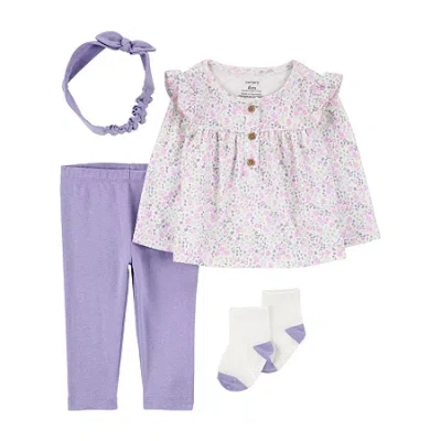 Carter's Baby Girls 4-pc. Pant Set In Animal Print