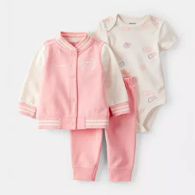 Carter's Baby Girls 3-pc. Pant Set In Pink