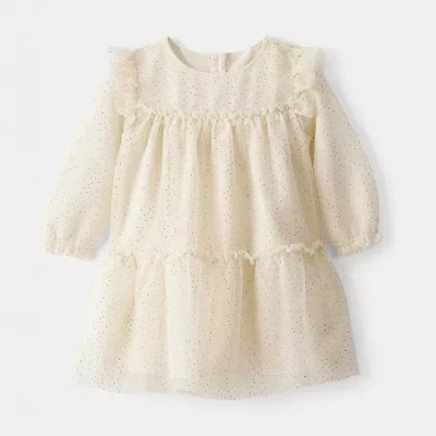 Carter's Baby Girls Long Sleeve Cuffed A-line Dress In Neutral