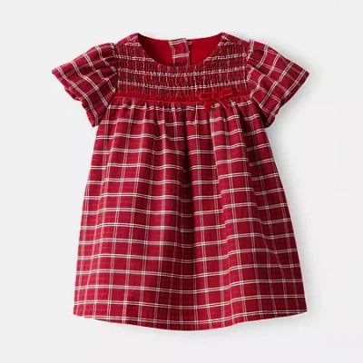 Carter's Baby Girls Long Sleeve Fitted A-line Dress In Red