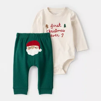 Carter's First Christmas Baby Unisex 2-pc. Pant Set In Multi