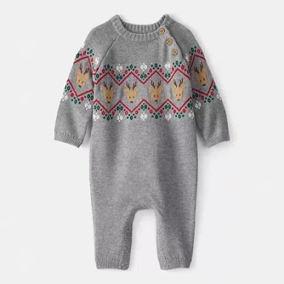 Carter's Boys Round Neck Long Sleeve Jumpsuit In Gray