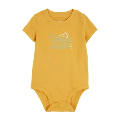 Carter's Baby Boys Short Sleeve Rib Bodysuit In Yellow