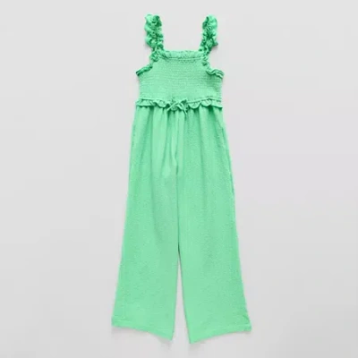 Thereabouts Little & Big Kid Girls Square Neck Sleeveless Jumpsuit In Green
